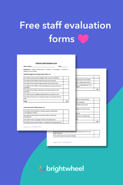 Brightwheel Childcare Staff Evaluation Forms