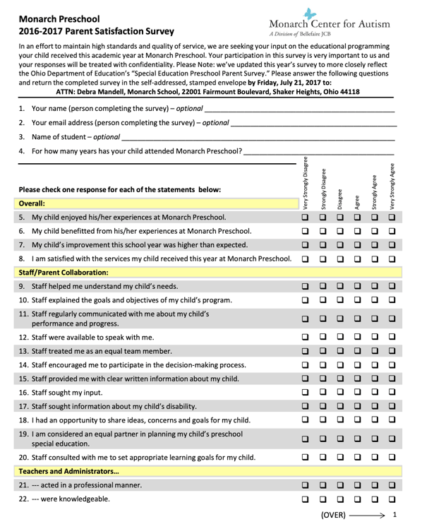 Example of childcare survey