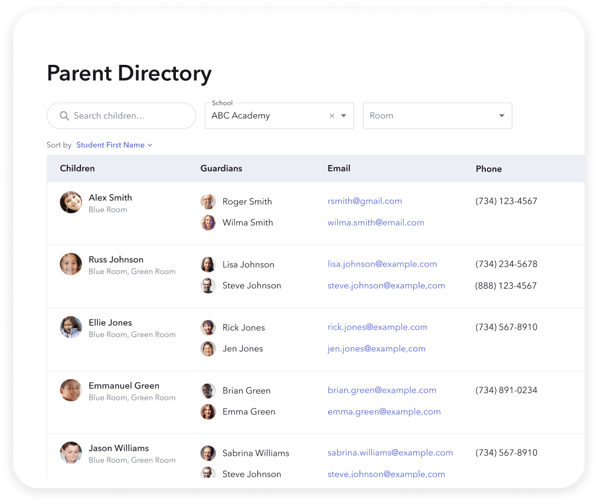 Brightwheel's Parent Directory feature.