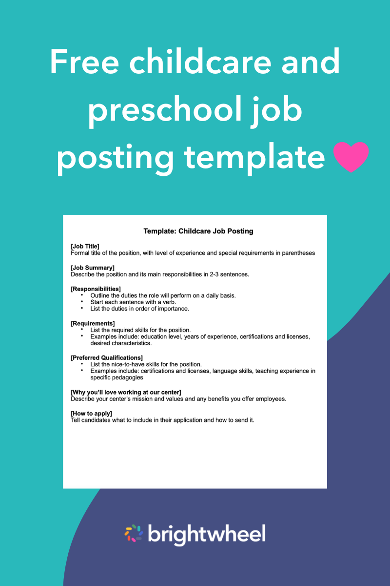 Download our free childcare job posting template!