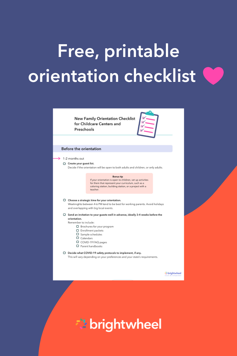 Download our free orientation checklist - brightwheel