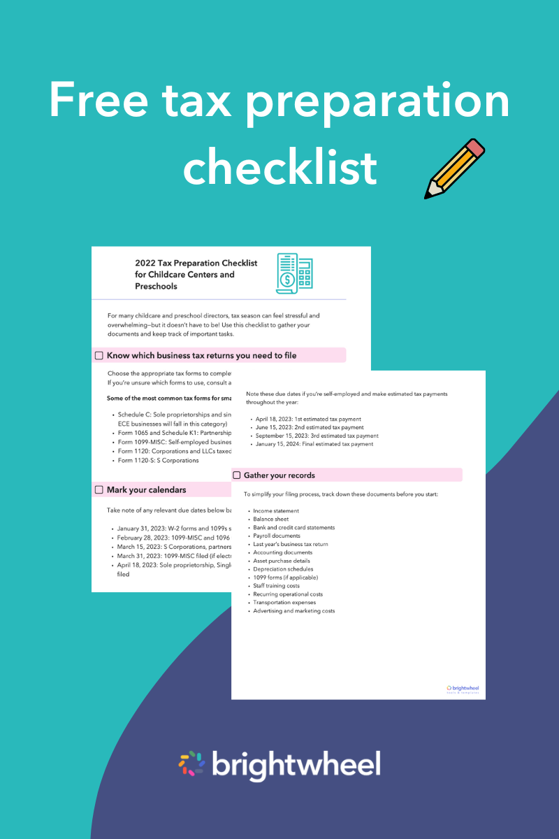 Download this free tax preparation checklist - brightwheel