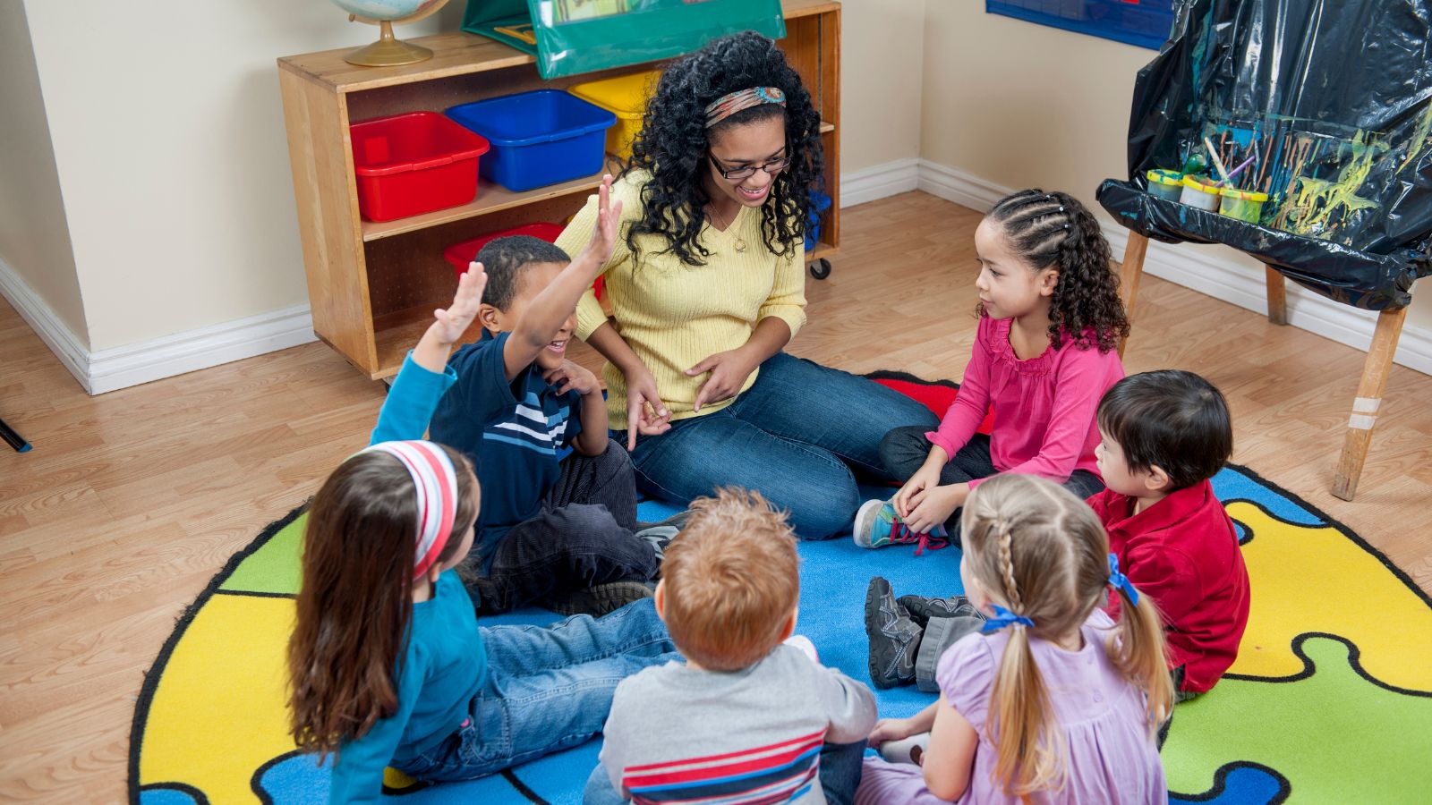 kindergarten class playing