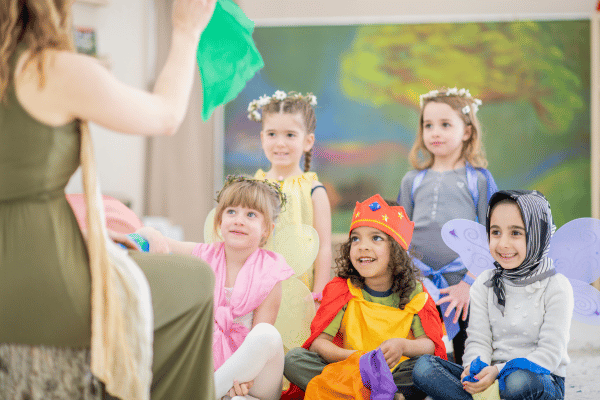 Children playing dress up at preschool